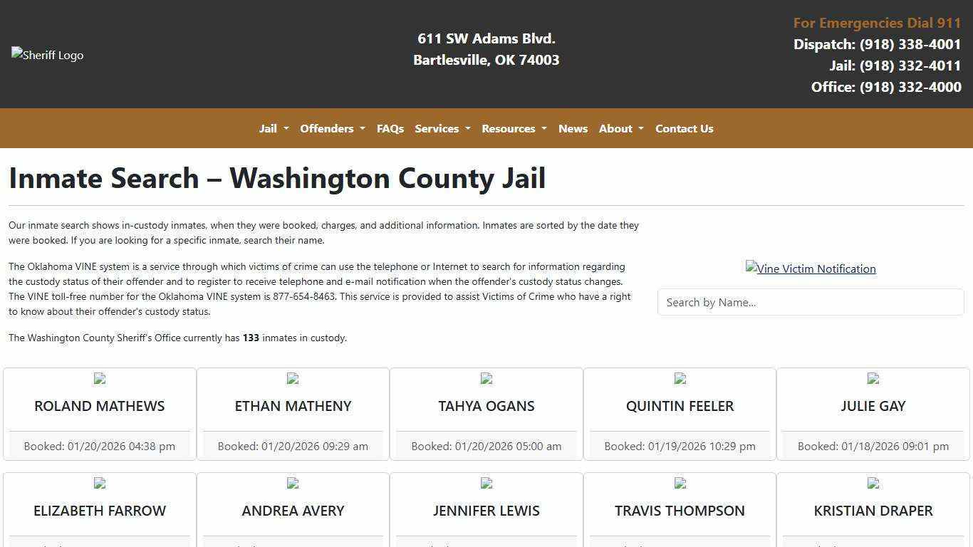 Inmate Search | Washington County Sheriff's Office