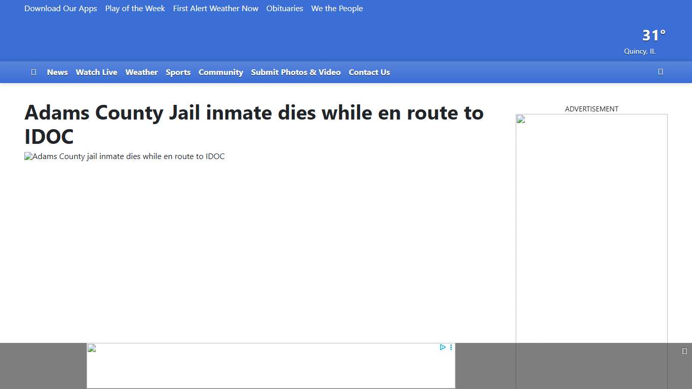 Adams County Jail inmate dies while en route to IDOC