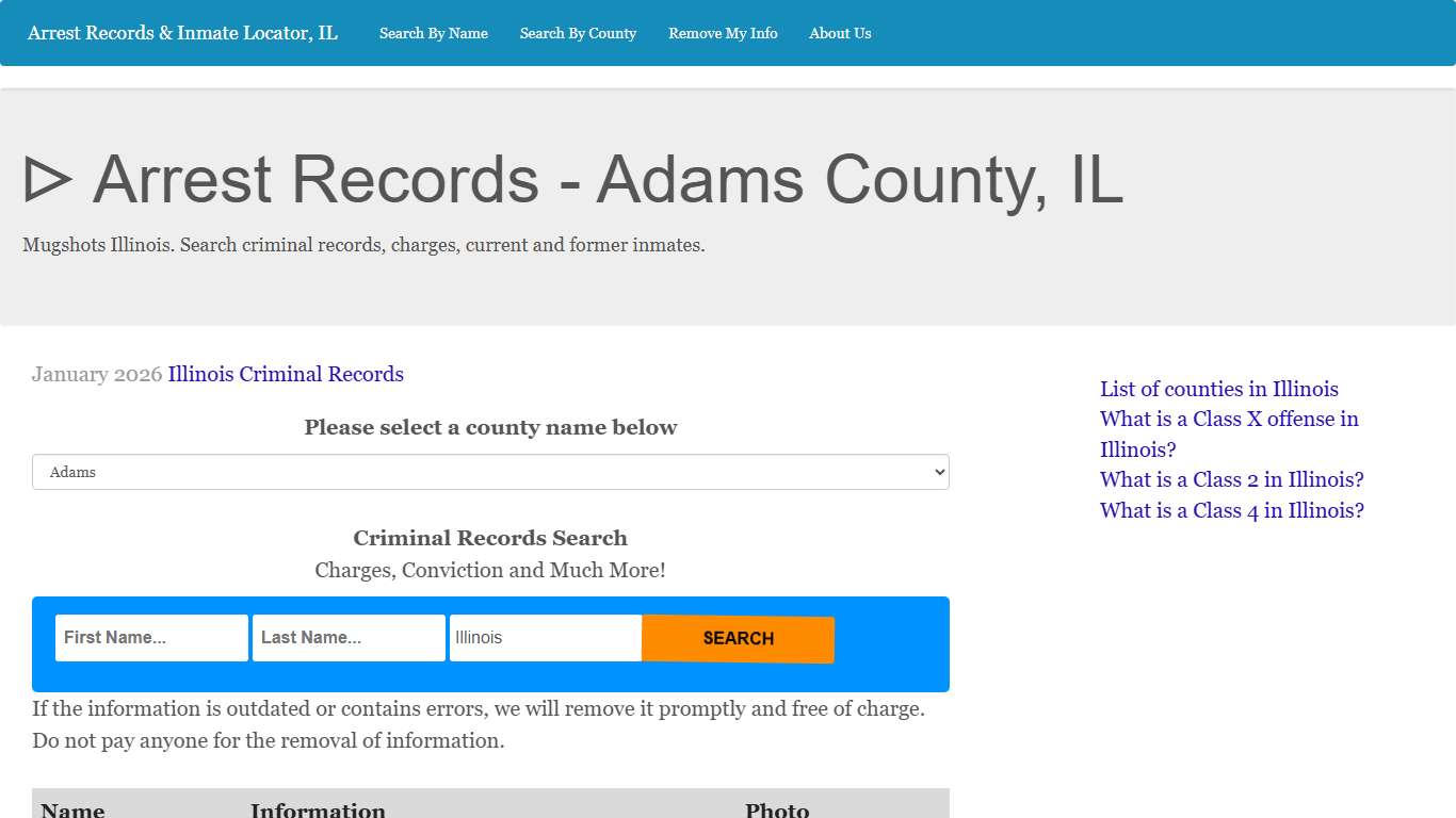 ᐅ Arrest Records - Adams County, IL